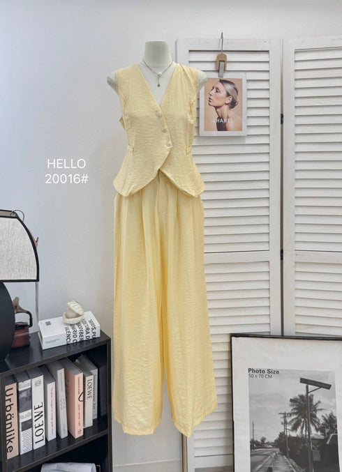 Asymmetrical Button Down Vest With Skirts Sets
